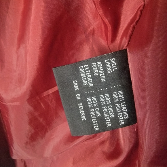 Dark Red Leather Jacket Vintage 1990s - Picture 5 of 6